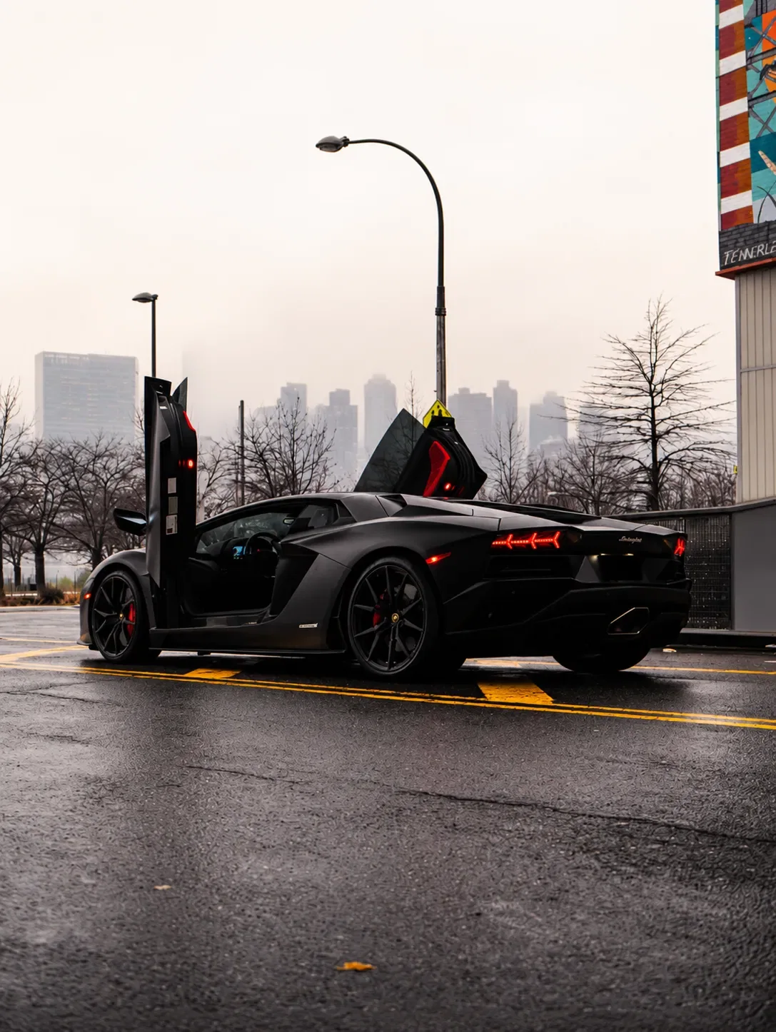Matte Black Lamborghini Aventador S rental NYC photo 3