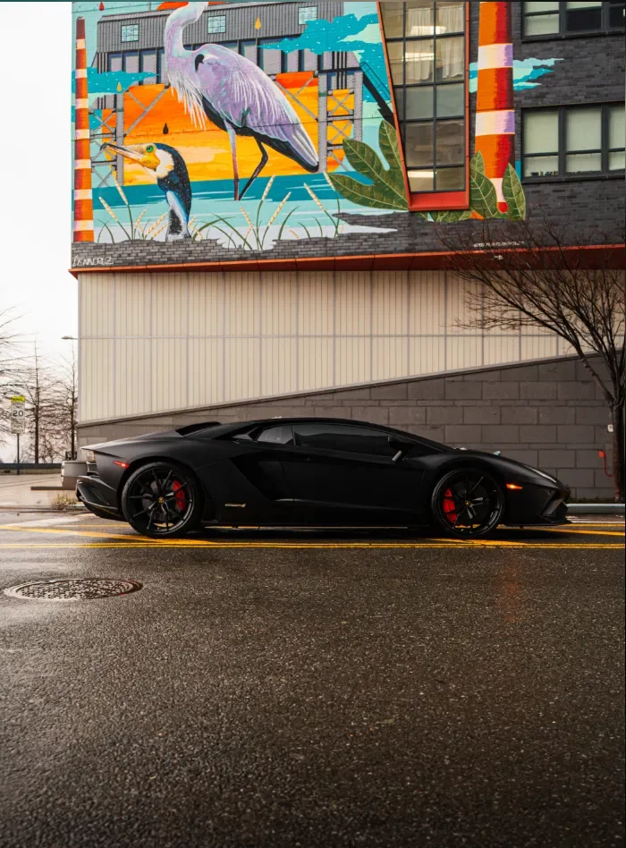Matte Black Lamborghini Aventador S rental NYC photo 5