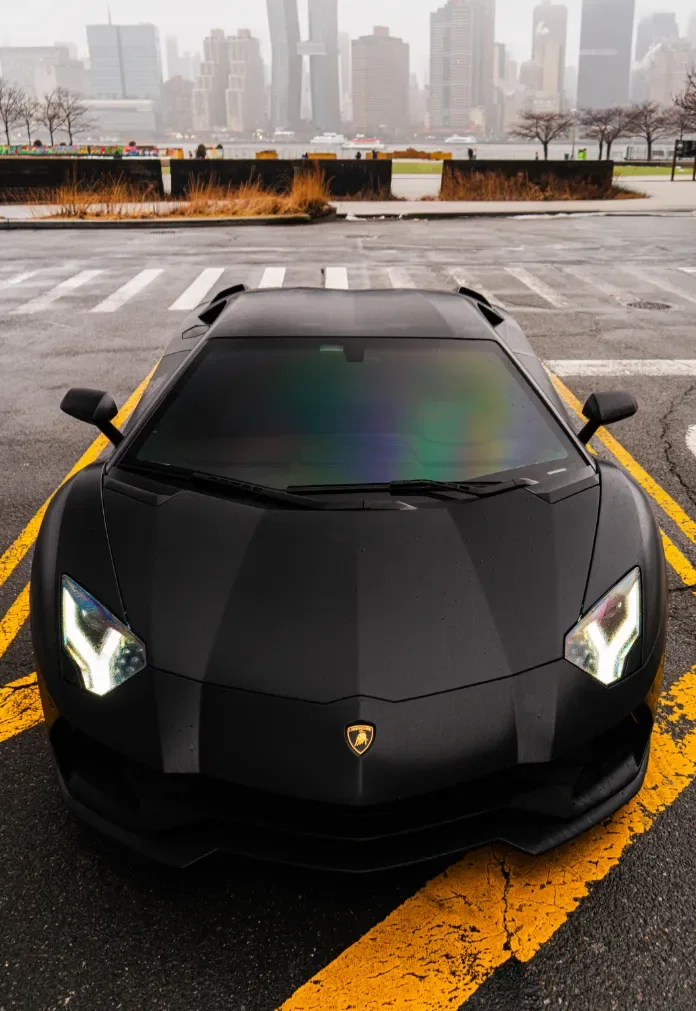 Matte Black Lamborghini Aventador S rental NYC photo 6
