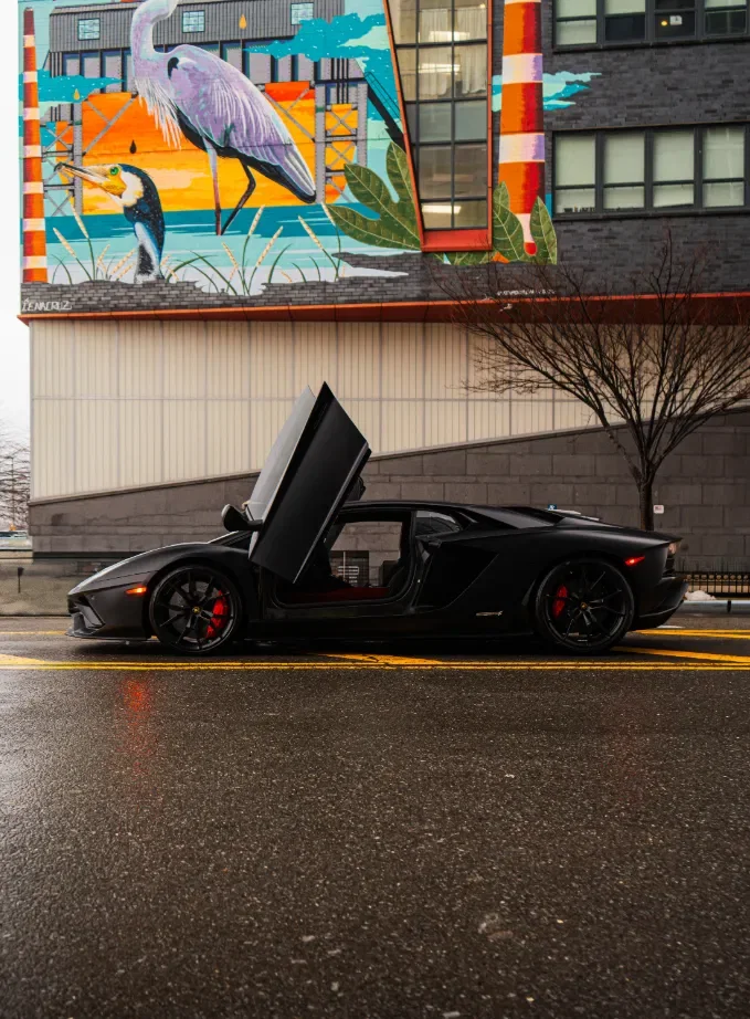 Matte Black Lamborghini Aventador S rental NYC photo 7