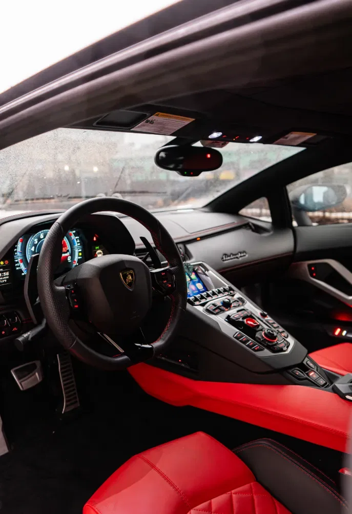 Matte Black Lamborghini Aventador S rental NYC photo 9