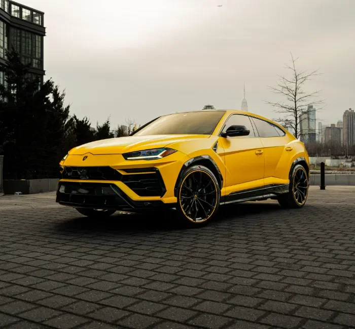 Yellow Lamborghini Urus rental in New York City